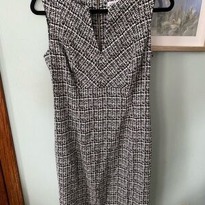 Calvin Klein Black and White Textured Midi Dress